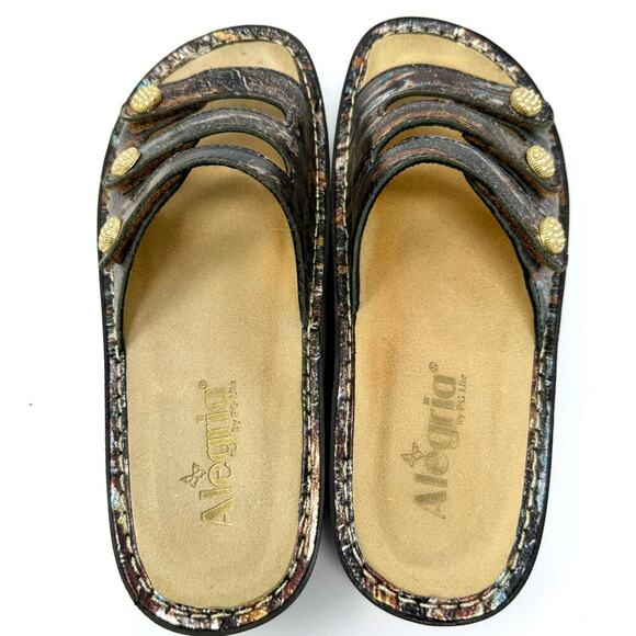 Alegria Fiona Sandal 38 Black Brown Earthen Metallic Rhinestones EUC - Picture 5 of 8